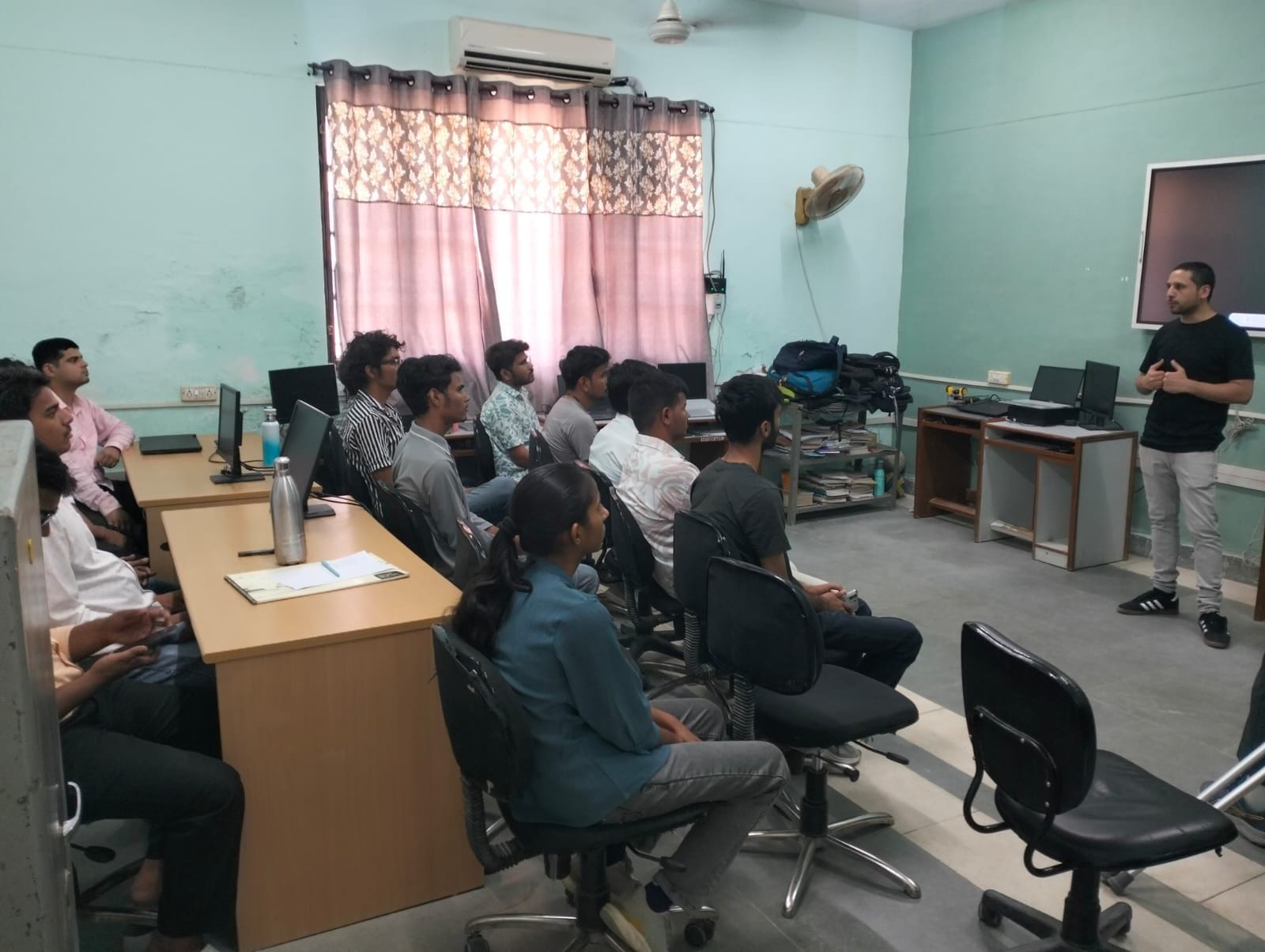 AI Workshop (Phase 1): introductory session at Engineering College Bikaner on AI agents, hallucinations, and VLSI hardware.