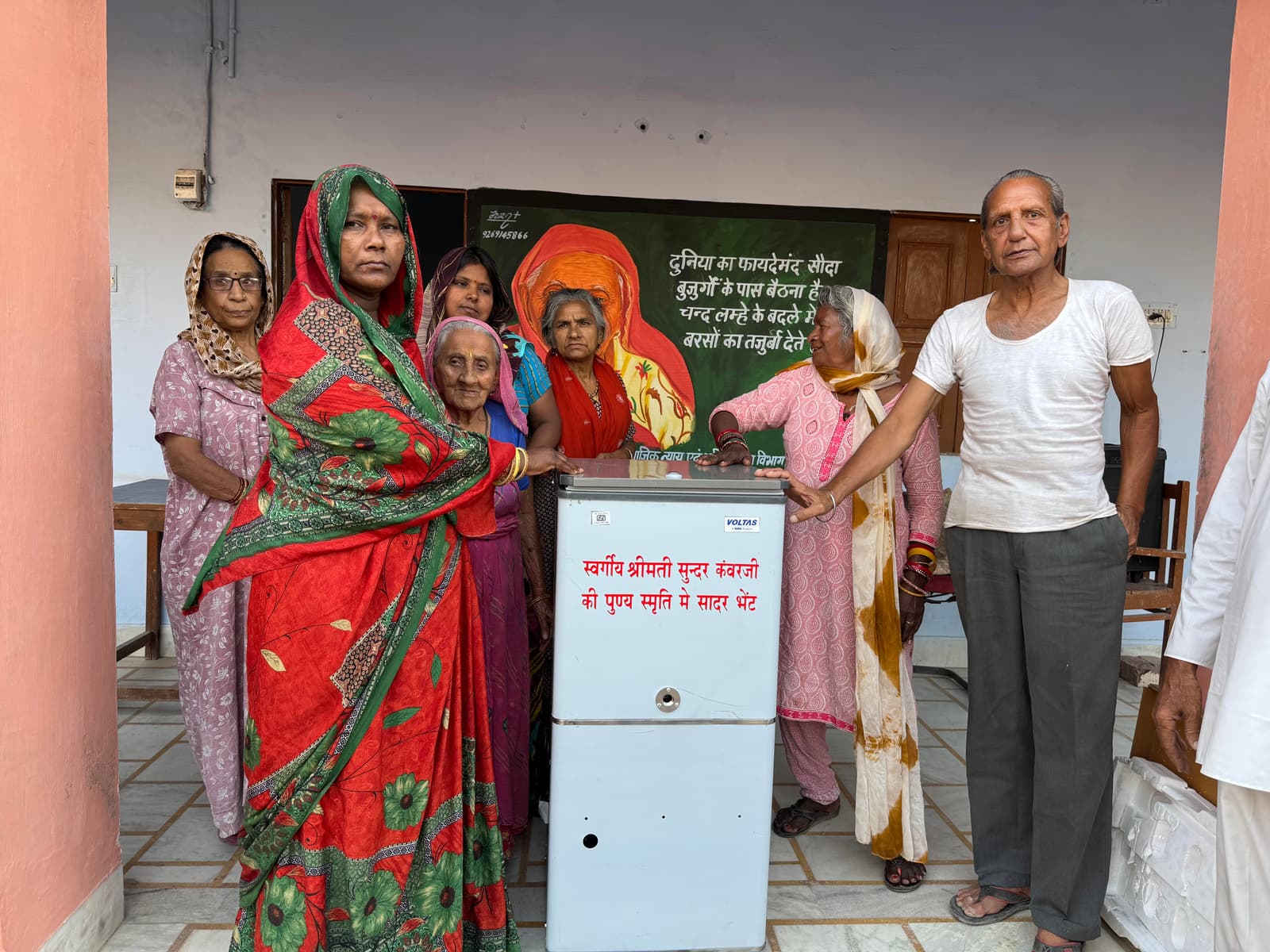 Water Cooler Donation: installed at Bhim Vridha Ashram, Rani Bazar. Safe cold drinking water through the Rajasthan summer.